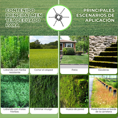 El cabezal del cortacésped tiene 6 ramas tejidas con alambre de acero resistente