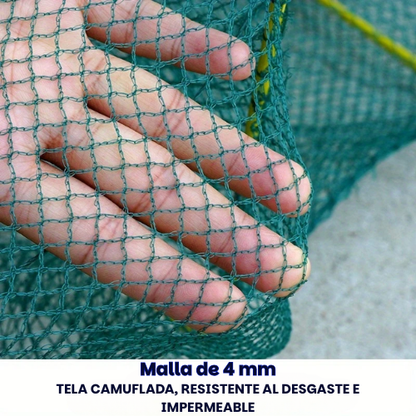 Jaula De Pesca Plegable De Nailon Verde Duradero – Diseño Grueso Y Sin Nudos Para Camarones Y Anguilas, Ideal Para Pescar En Ríos Y Lagos