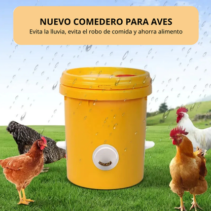 Comedero automático para gallinas y patos para todo tipo de cubos – Incluye broca y sierra de corona