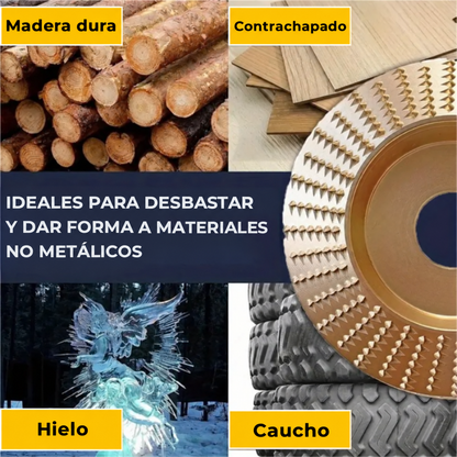 Juego de 3 discos de desbaste para madera ( Acero al carbono · Plano, cóncavo e inclinado )