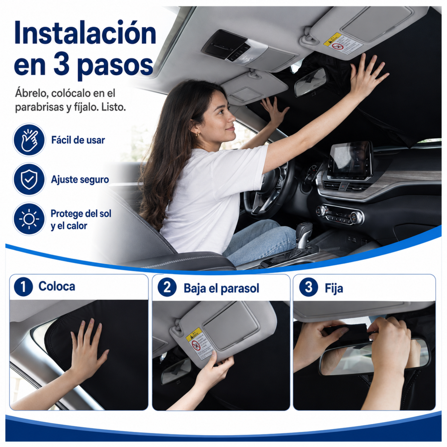 Parasol Térmico Anti-UV para Coche 145 × 80 cm – Interior Más Fresco y Protegido