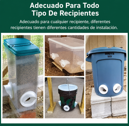 Puerta de alimentación automática para gallinas y patos, compatible con todo tipo de cubos — incluye sierra de corona