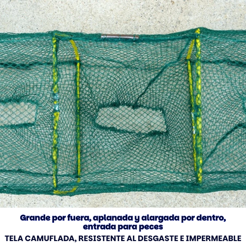 Jaula De Pesca Plegable De Nailon Verde Duradero – Diseño Grueso Y Sin Nudos Para Camarones Y Anguilas, Ideal Para Pescar En Ríos Y Lagos