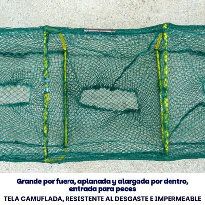 Jaula De Pesca Plegable De Nailon Verde Duradero – Diseño Grueso Y Sin Nudos Para Camarones Y Anguilas, Ideal Para Pescar En Ríos Y Lagos
