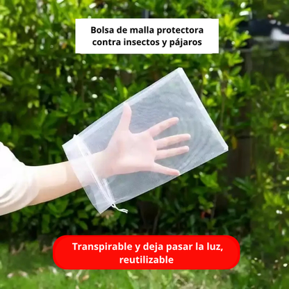 Sacos de malla transpirables y reutilizables para la protección de frutas y verduras – Protege contra insectos, moscas de la fruta y aves
