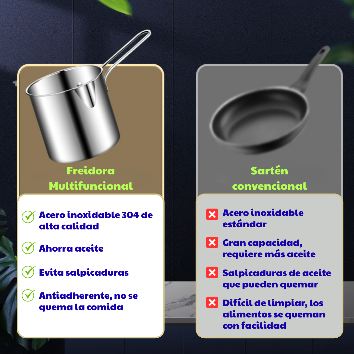 Sartén Multifuncional De Acero Inoxidable 304, Sartén Con Filtro Para Ahorrar Aceite