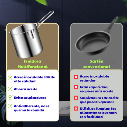 Sartén Multifuncional De Acero Inoxidable 304, Sartén Con Filtro Para Ahorrar Aceite