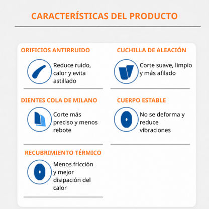 Disco de corte de aleación multifuncional 18T de 110 mm – corta madera, metal, PVC y aluminio