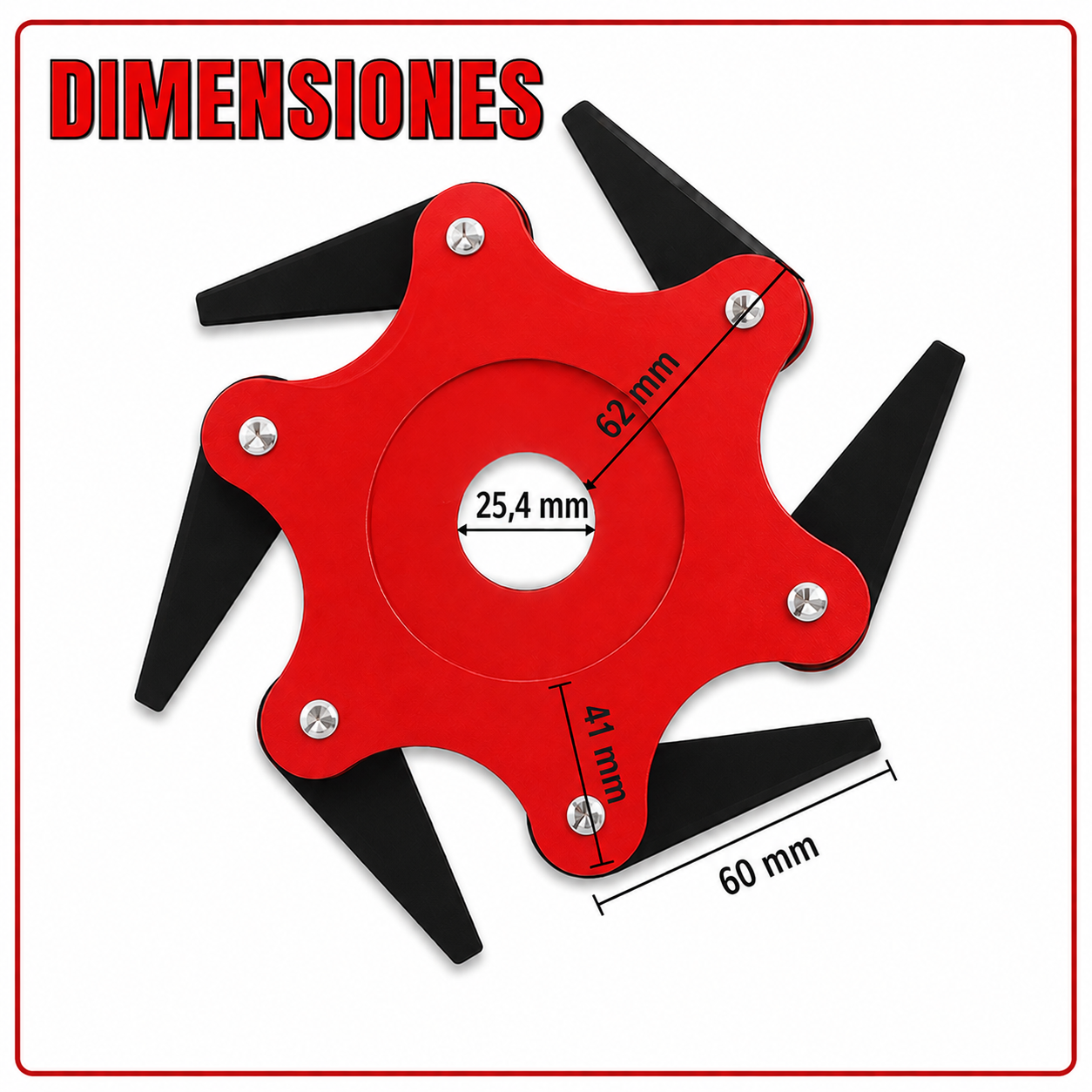 Disco de acero potente con 6 dientes – set con accesorios