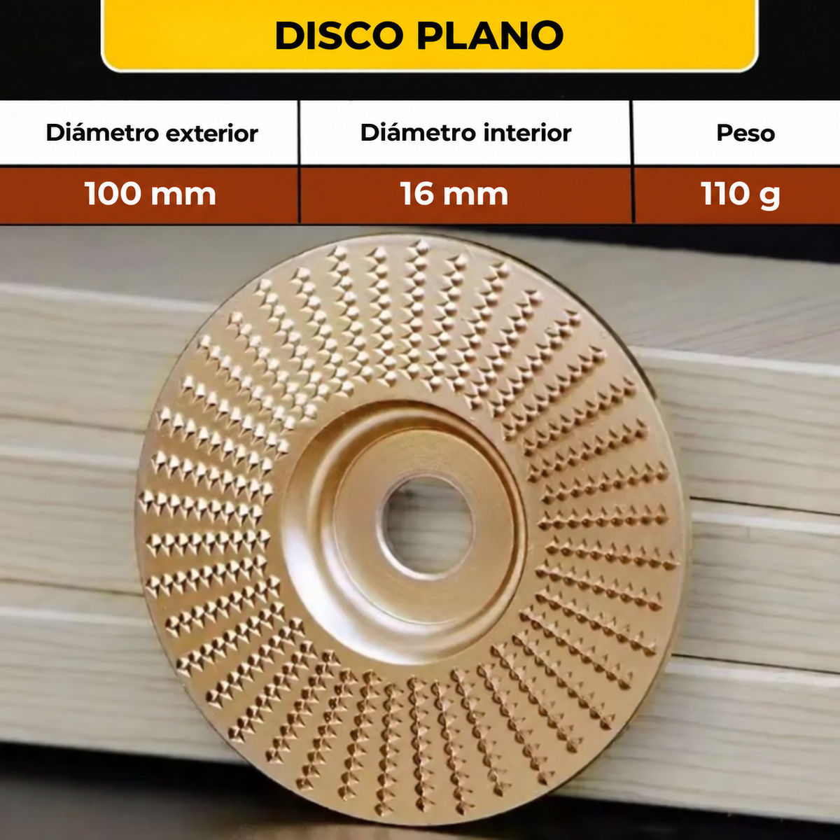 Juego de 3 discos de desbaste para madera ( Acero al carbono · Plano, cóncavo e inclinado )