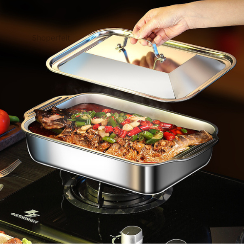 Bandeja De Cocina De Acero Inoxidable SUS304 Para Ollas Calientes, Pescado Al Vapor, Hornear Y Almacenar Alimentos