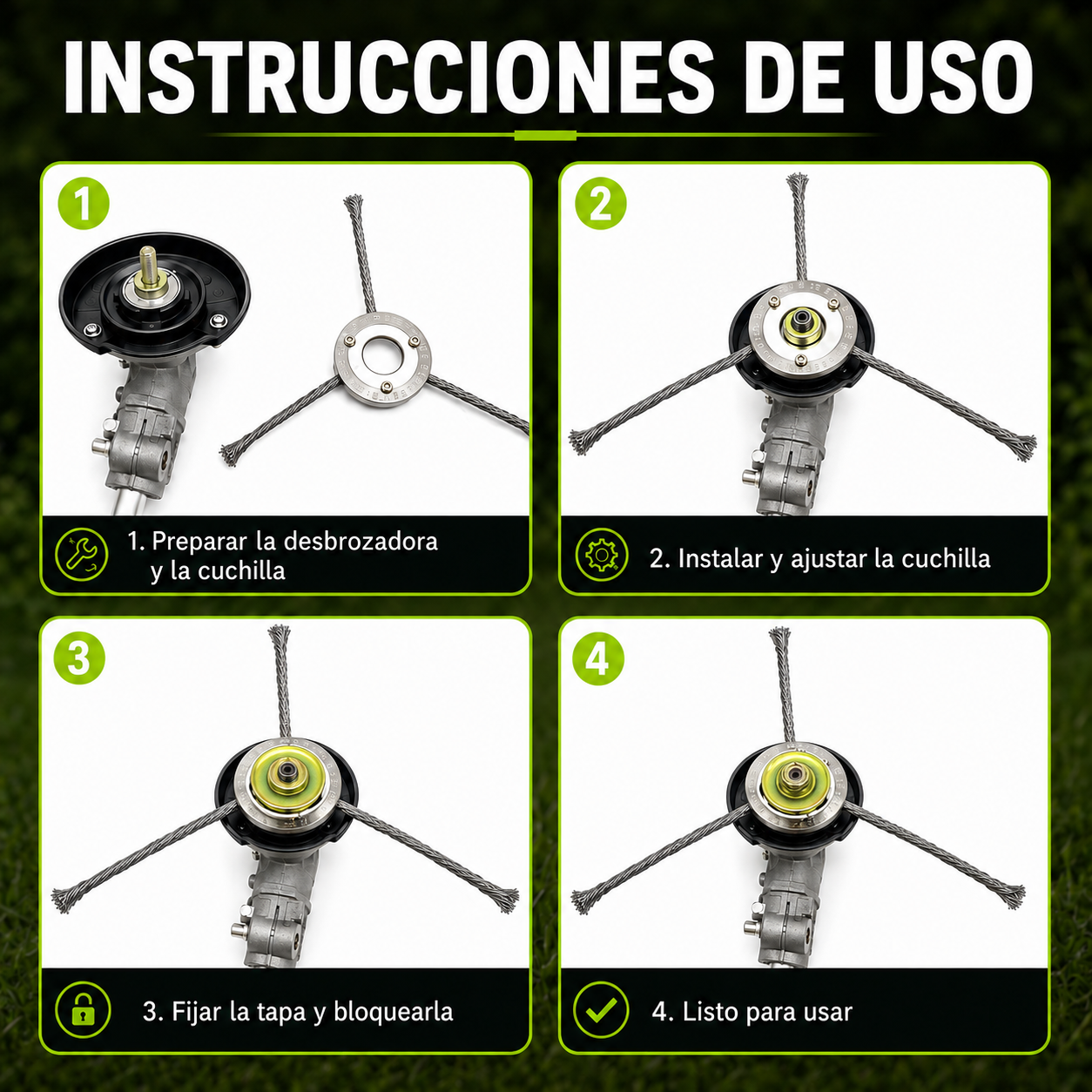 El Cabezal Del Cortacésped Tiene 3 Ramas Tejidas Con Alambre De Acero Resistente