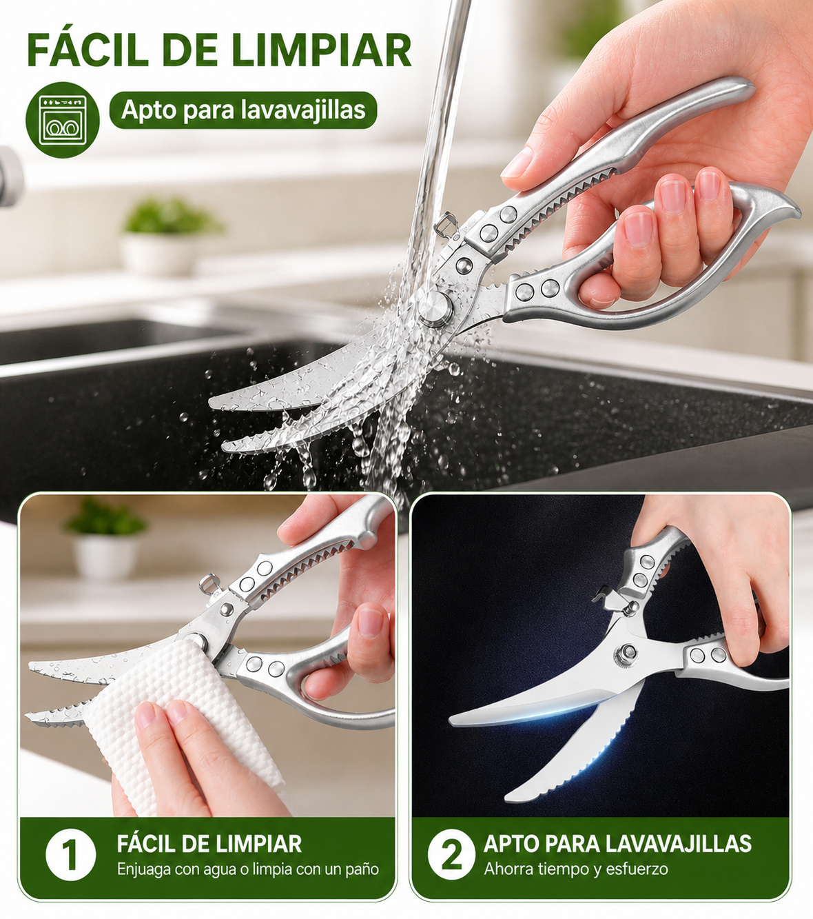 🇪🇸 Tijeras grandes con hoja en forma de diamante, hechas de acero inoxidable macizo importado de Alemania