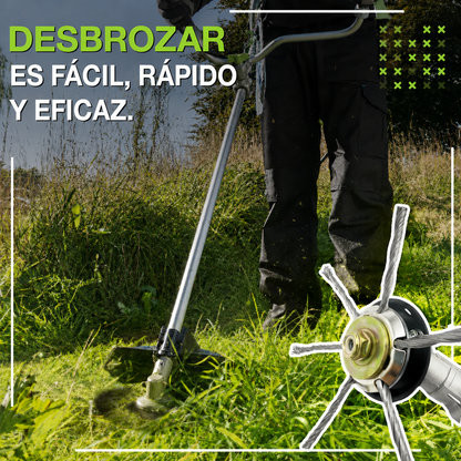 Cabezal Desbrozador de 6 Brazos de Acero Trenzado, Resistente y Potente contra las Malas Hierbas Más Difíciles