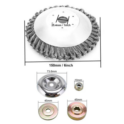 Hoja de Corte de Césped de Alambre de Acero Súper Resistente 360° (Incluye Kit de Adaptadores)