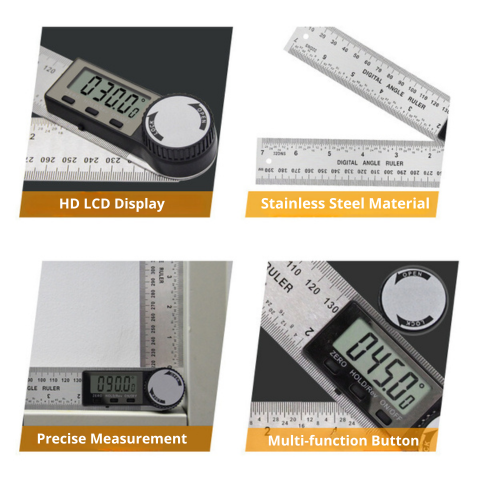 Medidor Digital De Ángulos, Regla Digital De Ángulos De 200mm De Alta Precisión A Pilas Para Manualidades