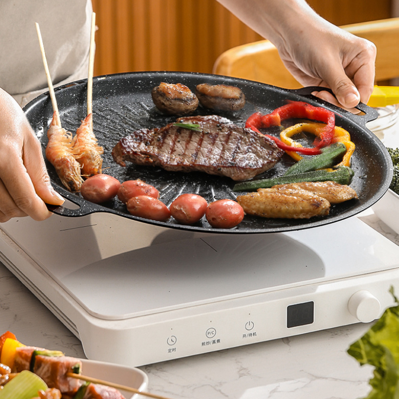 Sartén parrilla universal para cocina de gas, cocina de inducción y llama abierta