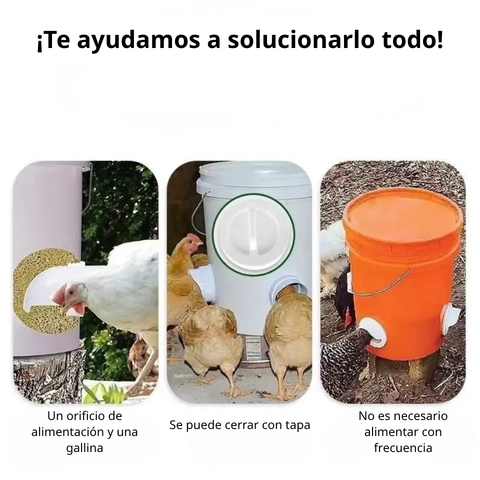 Comedero automático para gallinas y patos para todo tipo de cubos – Incluye broca y sierra de corona