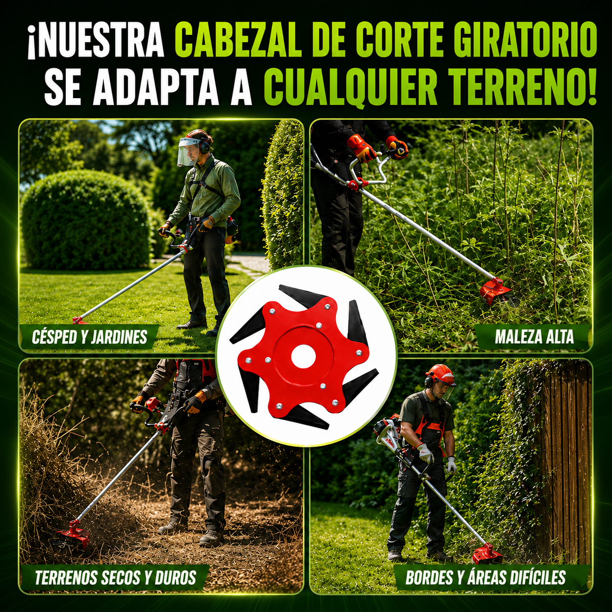 Cabezal De Corte De 6 Dientes De Acero (Accesorios Incluidos)