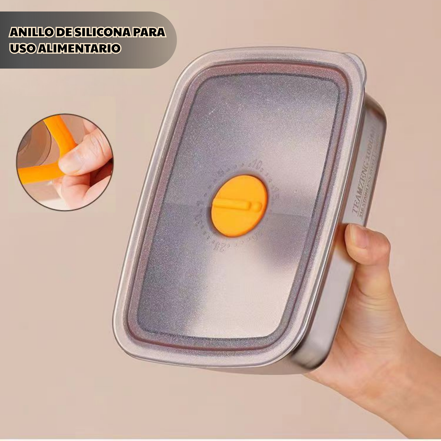 Recipiente Hermético De Acero Inoxidable 316 Antibacteriano (19x14x6cm)