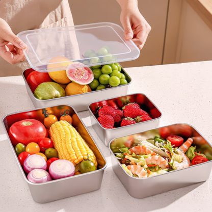 Recipiente Multiusos De Acero Inoxidable 304 Con Tapa De Silicona: Ultraligero, Seguro y Conserva-Nutrientes