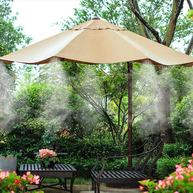 Manguera de Riego para Jardín de 15 Metros con Boquillas de Niebla – Sistema de Enfriamiento por Niebla, Fácil de Instalar