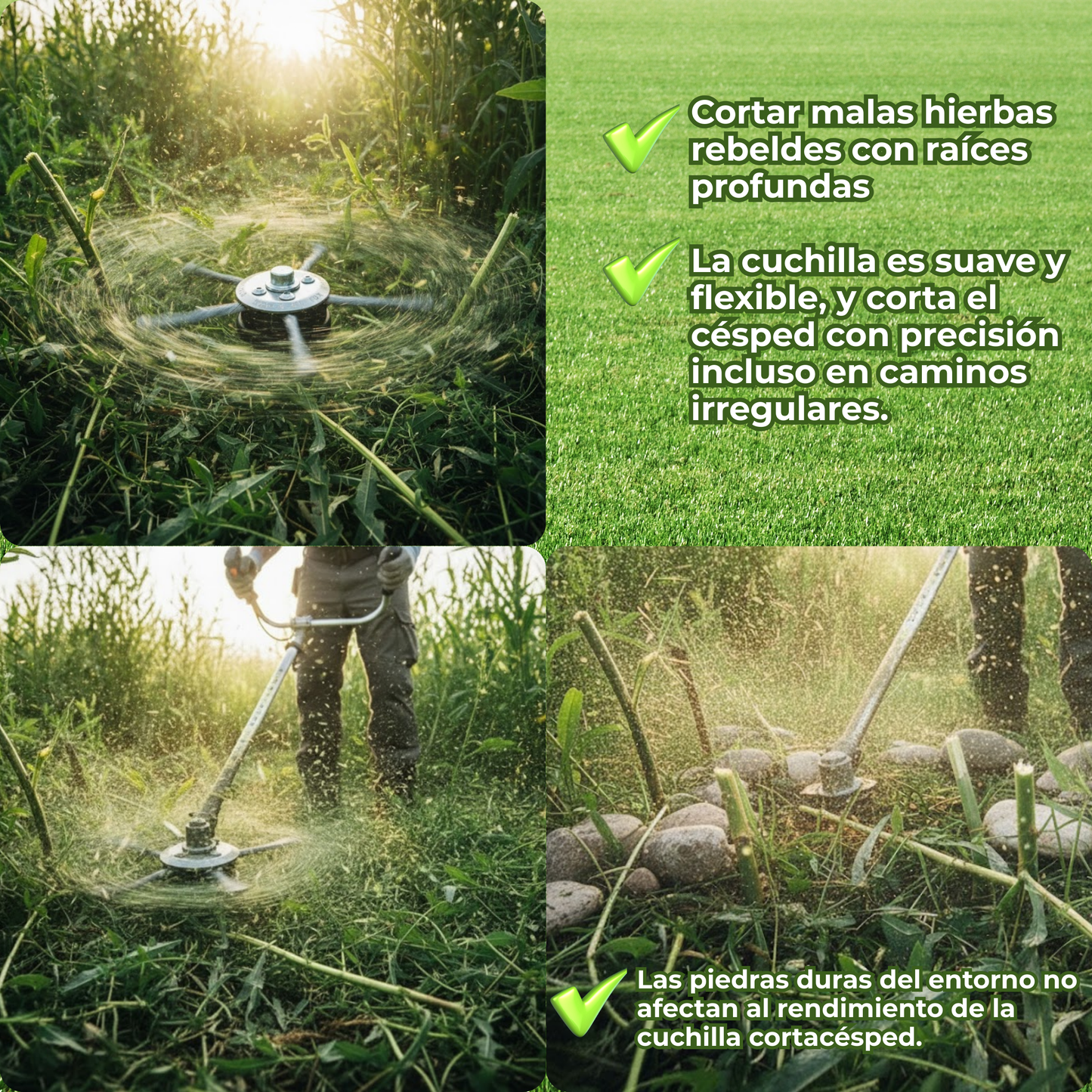 El cabezal del cortacésped tiene 6 ramas tejidas con alambre de acero resistente