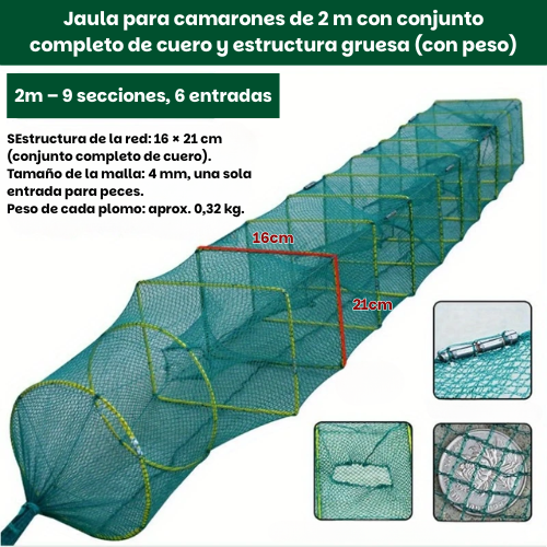 Jaula De Pesca Plegable De Nailon Verde Duradero – Diseño Grueso Y Sin Nudos Para Camarones Y Anguilas, Ideal Para Pescar En Ríos Y Lagos