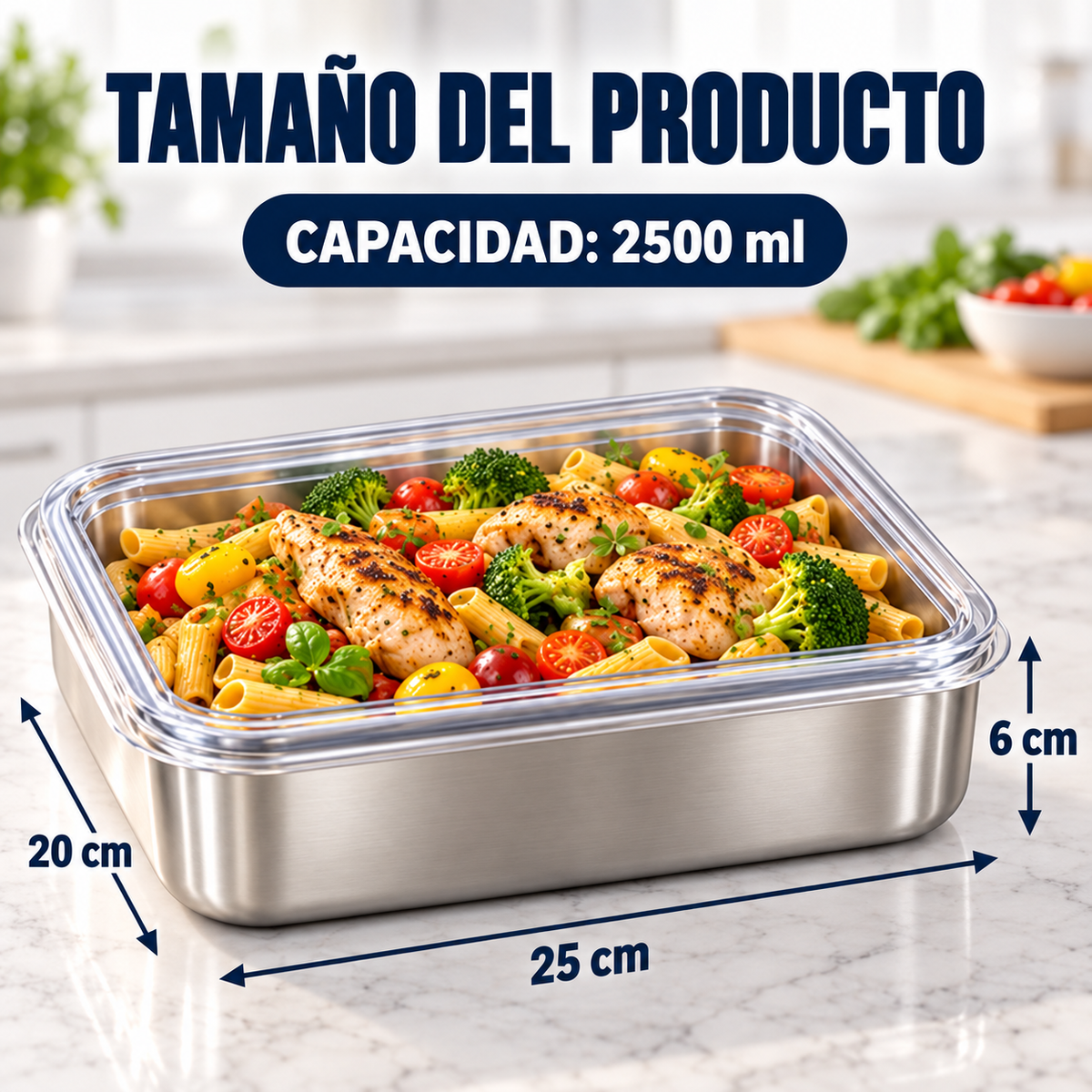 Recipiente Premium De Acero Inoxidable 304 · 2500 ml