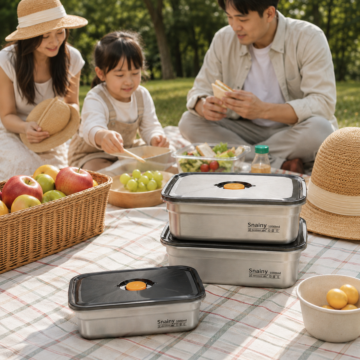 Recipiente Grande Para Alimentos Al Vacío De Acero Inoxidable Antibacteriano De 1000ml