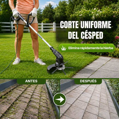 El cabezal para desbrozadora tiene 6 brazos de resistente alambre de acero trenzado.