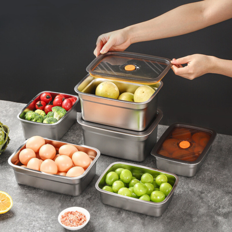 Recipiente Grande Para Alimentos Al Vacío De Acero Inoxidable Antibacteriano De 1500ml (19x14x8 cm)