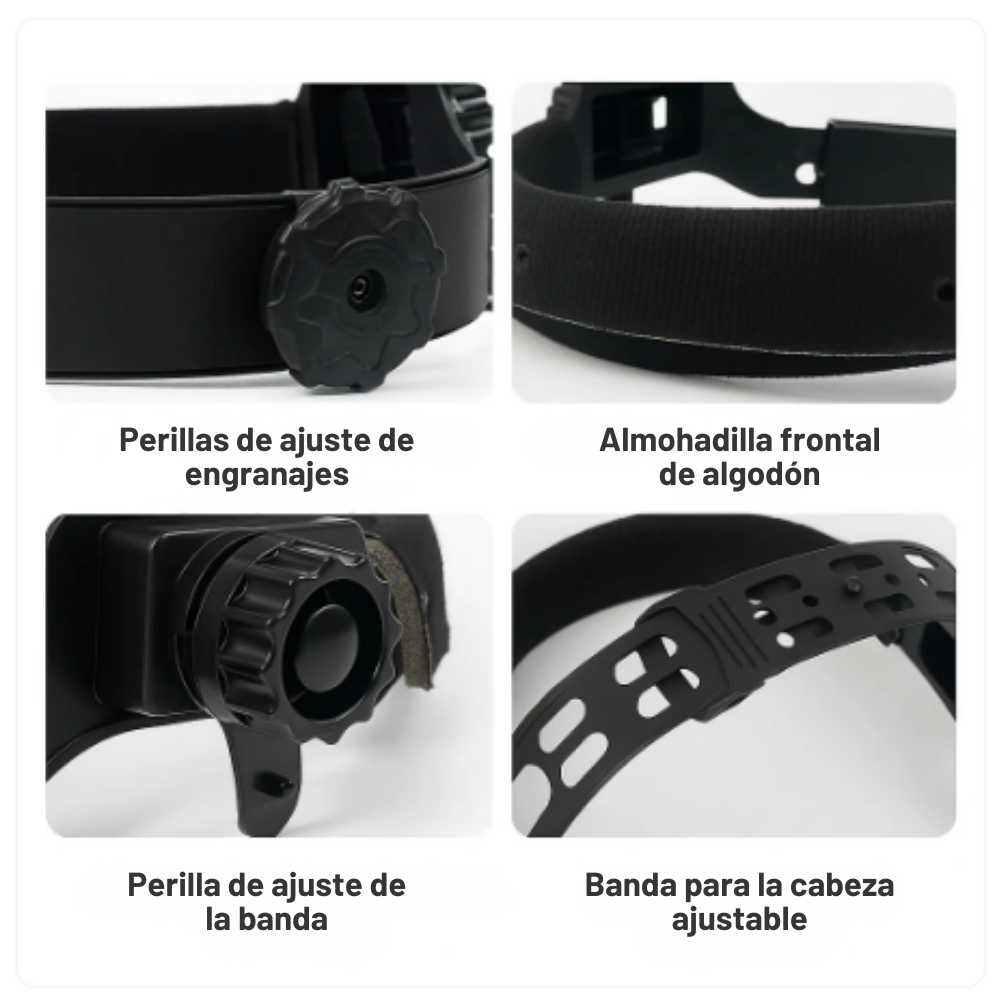 Máscara de soldadura automática oscurecible premium con luz LED, ligera de llevar y con protección total para los ojos