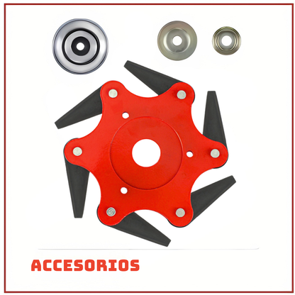 Cabezal de corte con 6 cuchillas para desbrozadora - Accesorios incluidos
