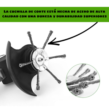 Cabezal de cortacésped de 6 cuchillas fabricado en acero de alta calidad: elimina todo tipo de malas hierbas.