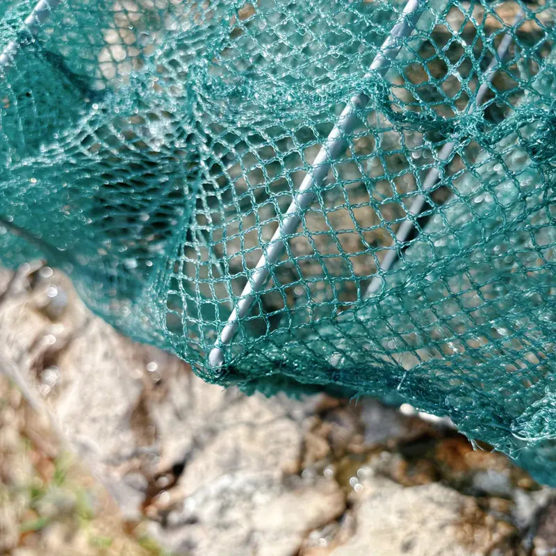 Jaula De Pesca Plegable De Nailon Verde Duradero – Diseño Grueso Y Sin Nudos Para Camarones Y Anguilas, Ideal Para Pescar En Ríos Y Lagos