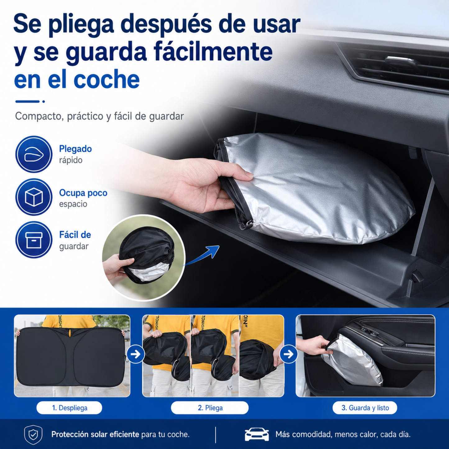 Parasol Térmico Anti-UV para Coche 145 × 80 cm – Interior Más Fresco y Protegido