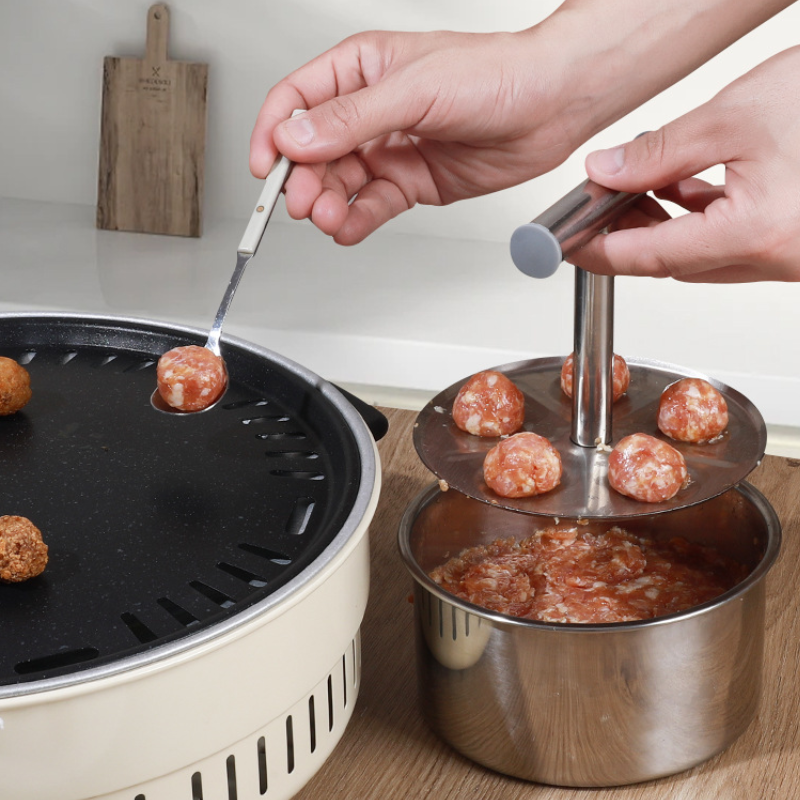 Máquina para hacer albóndigas de acero inoxidable [Gran tamaño, 12 a la vez]