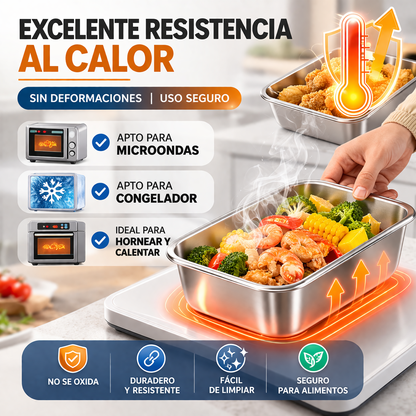 Contenedores de acero inoxidable SUS304 (25 × 20 × 6 cm)