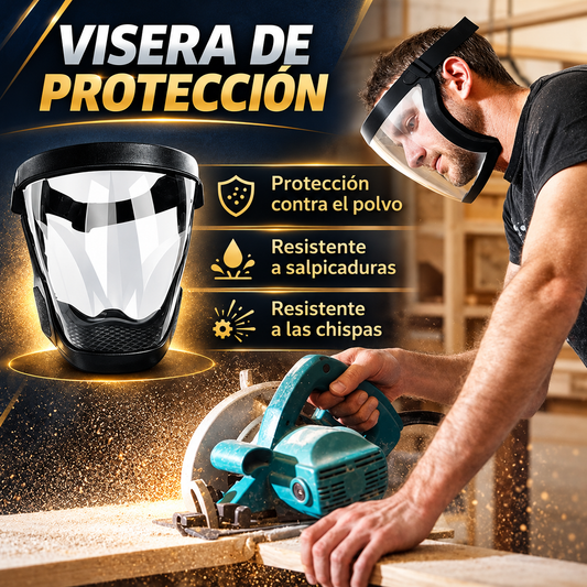 La visera protege el rostro del polvo fino y de la niebla