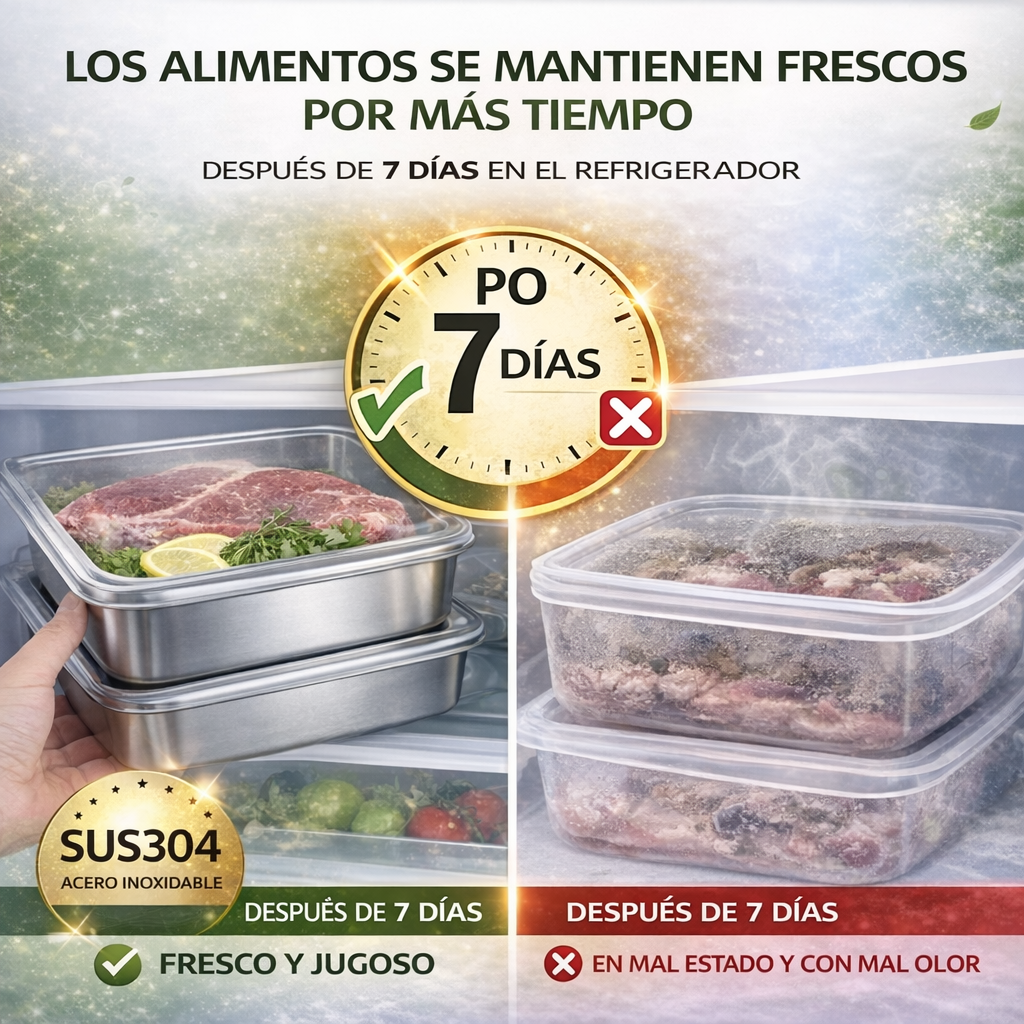 Contenedores de acero inoxidable SUS304 (25 × 20 × 6 cm)