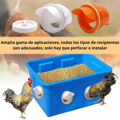 Comedero automático para gallinas y patos para todo tipo de cubos – Incluye broca y sierra de corona