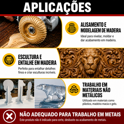 Set De 3 Discos De Desbaste De Acero Al Carbono Para Madera (Plano – Curvo – Inclinado)