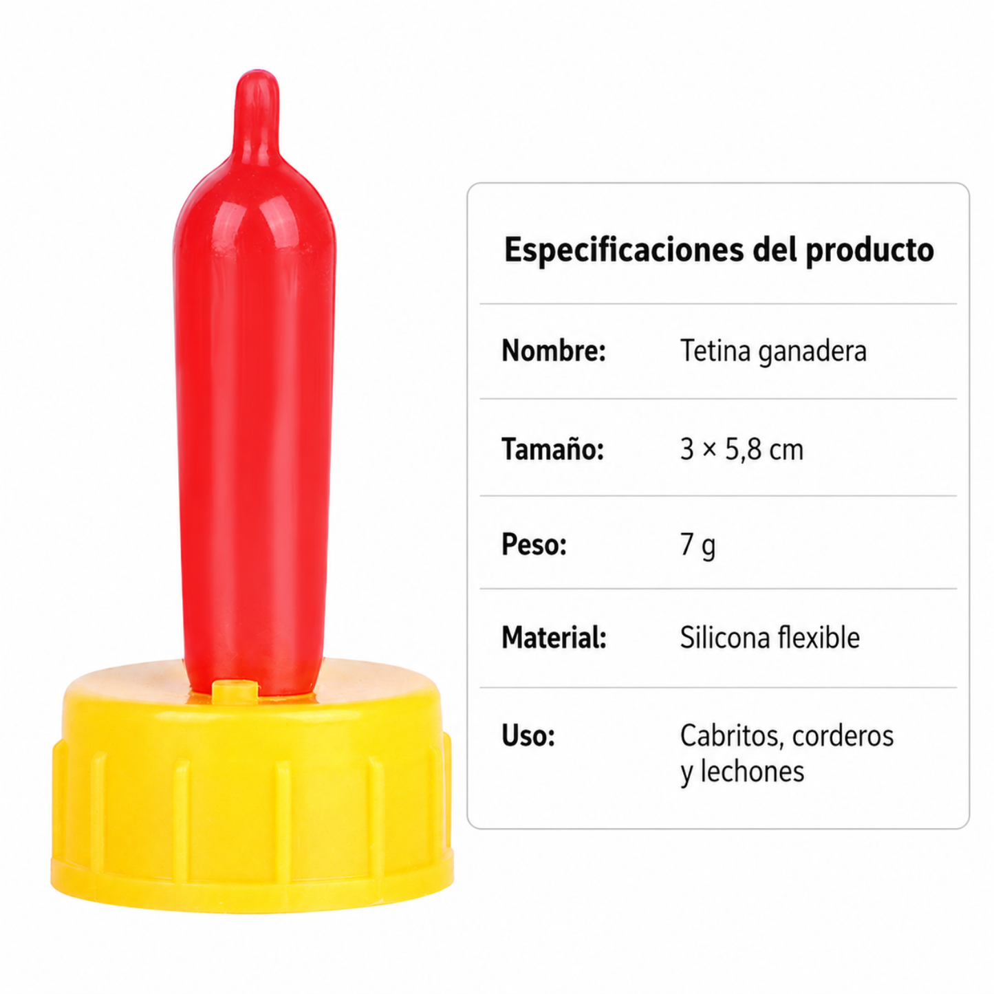 Tetina ganadera de silicona para crías – Para cabritos, corderos y lechones