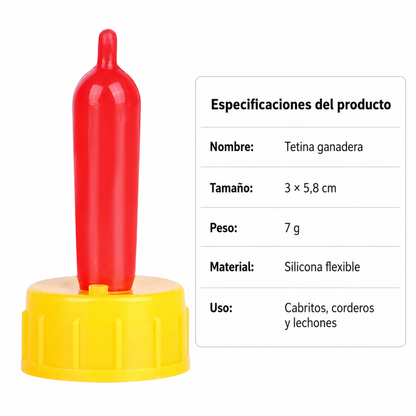 Tetina ganadera de silicona para crías – Para cabritos, corderos y lechones