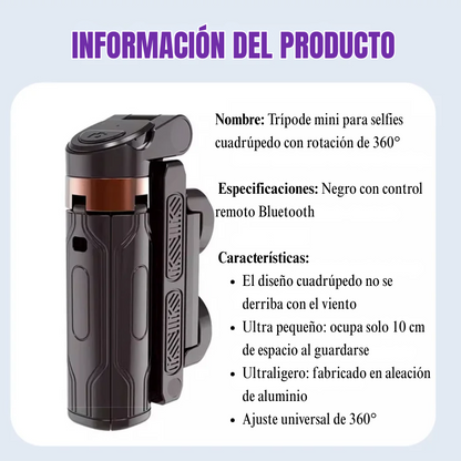 Pocketflex Mini Tripod 2025 📷 Trípode y Palo Selfie 3 en 1 con Control Remoto Bluetooth Captura Momentos Inolvidables
