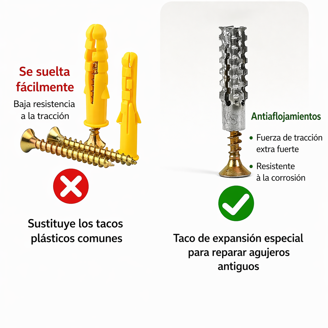 👉 ¿Perforaste la pared y aun así quedó flojo? Estás usando el taco equivocado.
