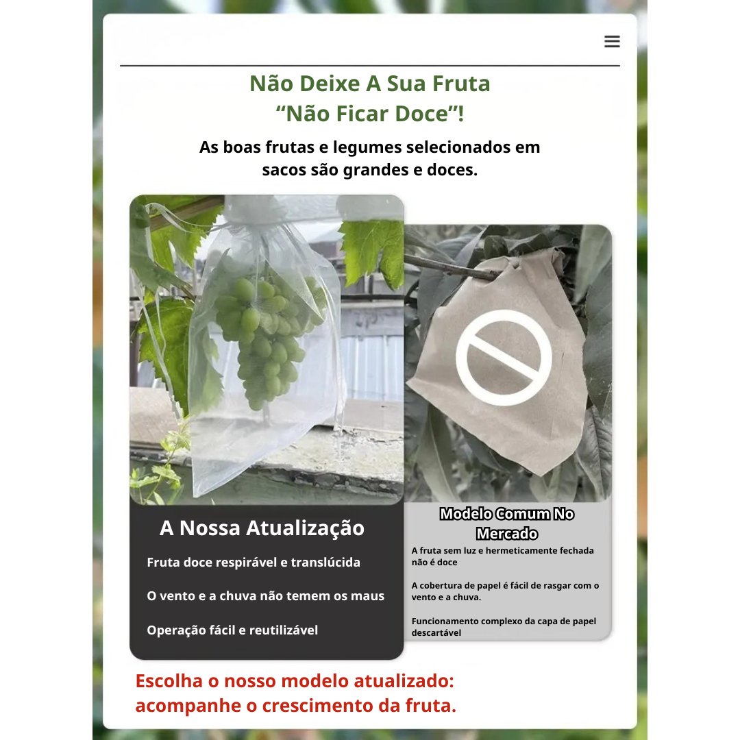 Sacos De Malha Respiráveis Reutilizáveis Para Proteção De Frutas E Vegetais – Proteja Contra Insetos, Moscas-Das-Frutas E Pássaros