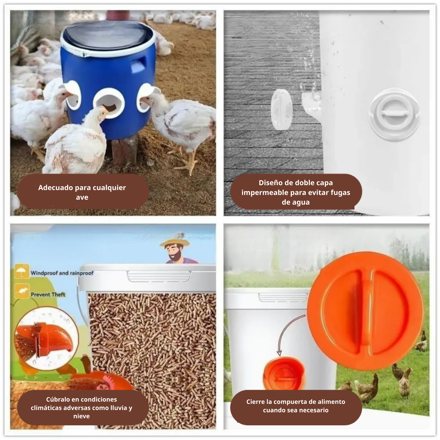 Puerta de alimentación automática para gallinas y patos para todo tipo de cubos – incluye broca tipo sierra de corona