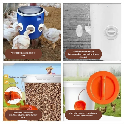 Puerta de alimentación automática para gallinas y patos para todo tipo de cubos – incluye broca tipo sierra de corona
